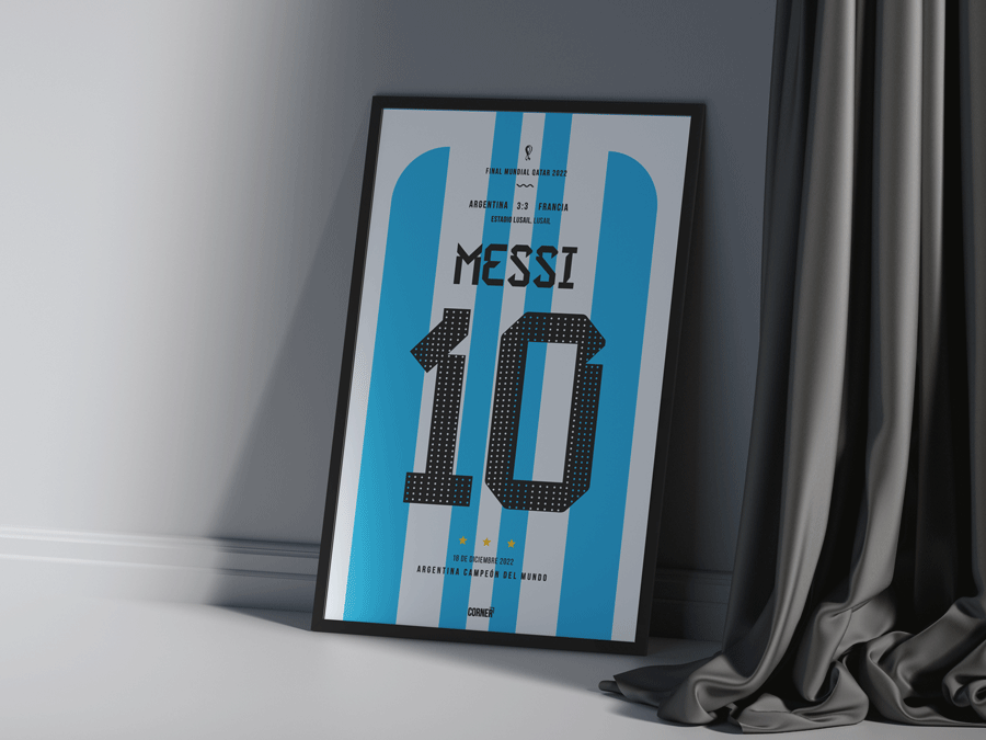 Cuadro camiseta Messi Argentina Campeón del Mundo 2022
